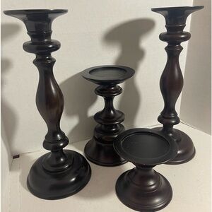 Set of 4 pottery barn, wooden candlesticks